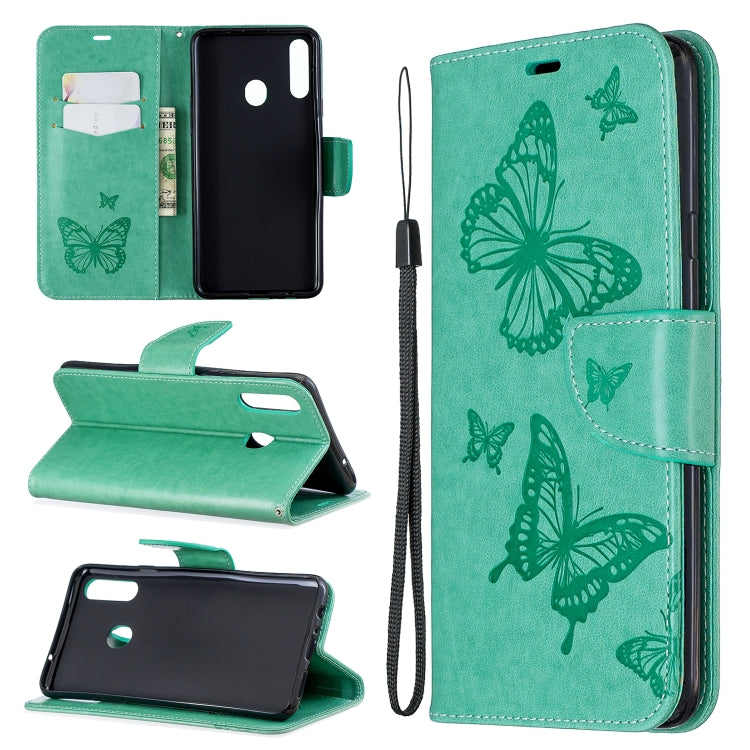 Two Butterflies Embossing Pattern Horizontal Flip Leather Case with Holder & Card Slot & Wallet & Lanyard