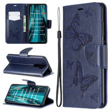Load image into Gallery viewer, Two Butterflies Embossing Pattern Horizontal Flip Leather Case with Holder &amp; Card Slot &amp; Wallet &amp; Lanyard