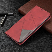 Load image into Gallery viewer, Rhombus Texture Horizontal Flip Magnetic Leather Case with Holder &amp; Card Slots, For Xiaomi Redmi Note 8