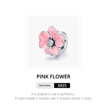 Load image into Gallery viewer, S925 Sterling Silver Pink Flower Beads DIY Bracelet Necklace Accessories, Pink Flower