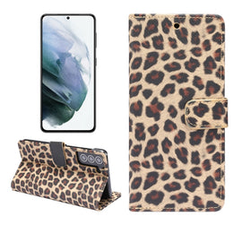 Leopard Pattern Horizontal Flip Leather Case with Holder & Card Slots, For Samsung Galaxy S21+ 5G