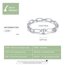 Load image into Gallery viewer, S925 Sterling Silver Paperclip Love Women Bracelet Jewelry, 17cm, 19cm
