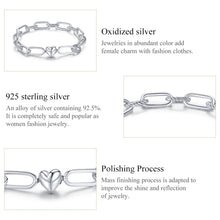 Load image into Gallery viewer, S925 Sterling Silver Paperclip Love Women Bracelet Jewelry, 17cm, 19cm