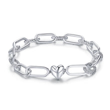 Load image into Gallery viewer, S925 Sterling Silver Paperclip Love Women Bracelet Jewelry, 17cm, 19cm
