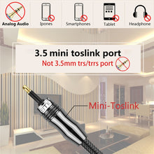 Load image into Gallery viewer, EMK OD1.0mm 3.5mm Digital Sound Toslink to Mini Toslink Digital Optical Audio Cable, 1m, 1.5m, 2m, 3m, 5m