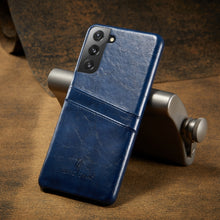Load image into Gallery viewer, Fierre Shann Oil Wax Texture Leather Back Cover Case, For Samsung Galaxy S21 5G, For Samsung Galaxy S21+ 5G, For Samsung Galaxy S21 Ultra 5G