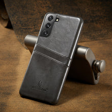 Load image into Gallery viewer, Fierre Shann Oil Wax Texture Leather Back Cover Case, For Samsung Galaxy S21 5G, For Samsung Galaxy S21+ 5G, For Samsung Galaxy S21 Ultra 5G