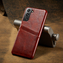 Load image into Gallery viewer, Fierre Shann Oil Wax Texture Leather Back Cover Case, For Samsung Galaxy S21 5G, For Samsung Galaxy S21+ 5G, For Samsung Galaxy S21 Ultra 5G