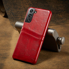 Load image into Gallery viewer, Fierre Shann Oil Wax Texture Leather Back Cover Case, For Samsung Galaxy S21 5G, For Samsung Galaxy S21+ 5G, For Samsung Galaxy S21 Ultra 5G