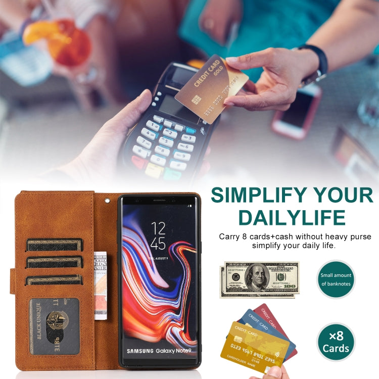 Skin-feel Crazy Horse Texture Zipper Wallet Bag Horizontal Flip Leather Case with Holder & Card Slots & Wallet & Lanyard, For Samsung Galaxy Note9, For Samsung Galaxy Note10, For Samsung Galaxy Note10+, For Samsung Galaxy Note20                        ...