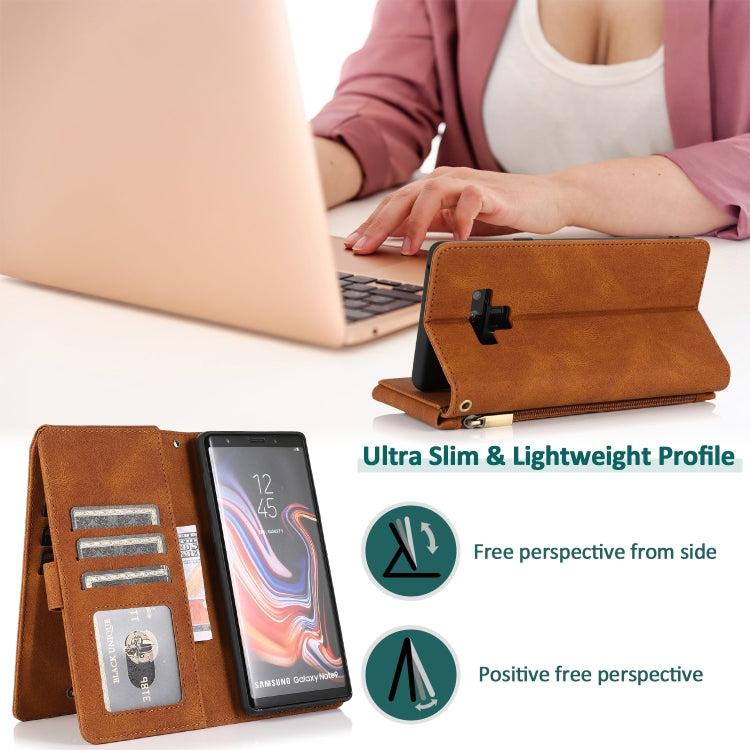 Skin-feel Crazy Horse Texture Zipper Wallet Bag Horizontal Flip Leather Case with Holder & Card Slots & Wallet & Lanyard, For Samsung Galaxy Note9, For Samsung Galaxy Note10, For Samsung Galaxy Note10+, For Samsung Galaxy Note20                        ...