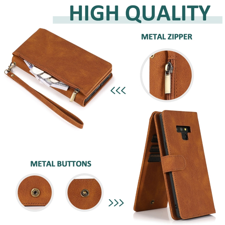Skin-feel Crazy Horse Texture Zipper Wallet Bag Horizontal Flip Leather Case with Holder & Card Slots & Wallet & Lanyard, For Samsung Galaxy Note9, For Samsung Galaxy Note10, For Samsung Galaxy Note10+, For Samsung Galaxy Note20                        ...