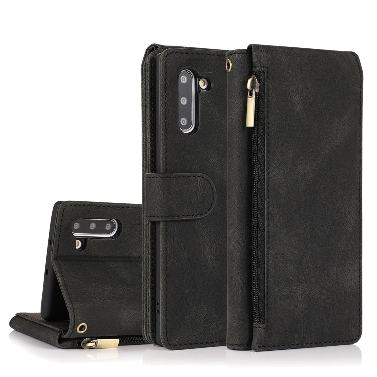 Skin-feel Crazy Horse Texture Zipper Wallet Bag Horizontal Flip Leather Case with Holder & Card Slots & Wallet & Lanyard, For Samsung Galaxy Note9, For Samsung Galaxy Note10, For Samsung Galaxy Note10+, For Samsung Galaxy Note20                        ...