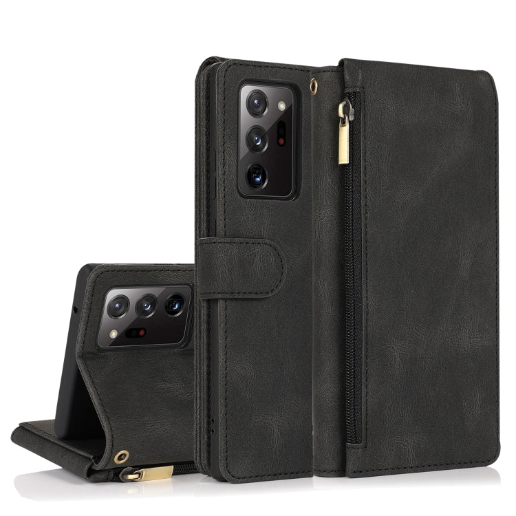 Skin-feel Crazy Horse Texture Zipper Wallet Bag Horizontal Flip Leather Case with Holder & Card Slots & Wallet & Lanyard, For Samsung Galaxy Note9, For Samsung Galaxy Note10, For Samsung Galaxy Note10+, For Samsung Galaxy Note20                        ...