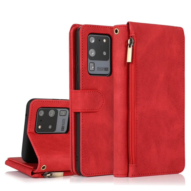 Skin-feel Crazy Horse Texture Zipper Wallet Bag Horizontal Flip Leather Case with Holder & Card Slots & Wallet & Lanyard, For Samsung Galaxy S20, For Samsung Galaxy S20+, For Samsung Galaxy S20 Ultra, For Samsung Galaxy S20 FE 5G                       ...