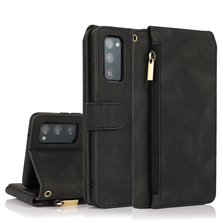 Skin-feel Crazy Horse Texture Zipper Wallet Bag Horizontal Flip Leather Case with Holder & Card Slots & Wallet & Lanyard, For Samsung Galaxy S20, For Samsung Galaxy S20+, For Samsung Galaxy S20 Ultra, For Samsung Galaxy S20 FE 5G                       ...
