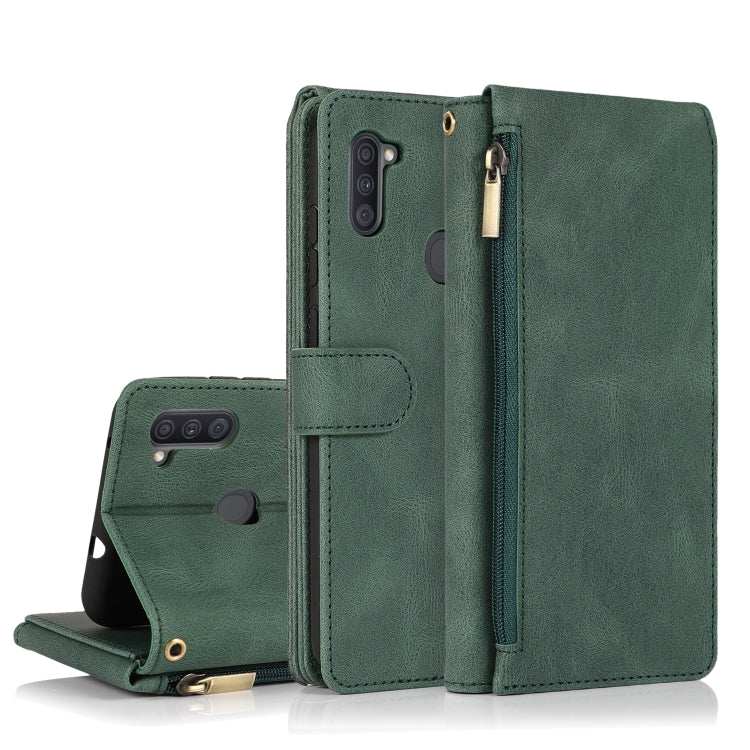 Skin-feel Crazy Horse Texture Zipper Wallet Bag Horizontal Flip Leather Case with Holder & Card Slots & Wallet & Lanyard, For Samsung Galaxy A11, For Samsung Galaxy A12, For Samsung Galaxy A20 / A30, For Samsung Galaxy A21, For Samsung Galaxy A21s     ...