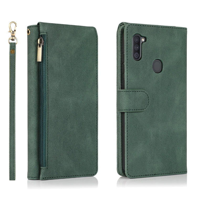 Skin-feel Crazy Horse Texture Zipper Wallet Bag Horizontal Flip Leather Case with Holder & Card Slots & Wallet & Lanyard, For Samsung Galaxy A11, For Samsung Galaxy A12, For Samsung Galaxy A20 / A30, For Samsung Galaxy A21, For Samsung Galaxy A21s     ...