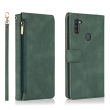 Load image into Gallery viewer, Skin-feel Crazy Horse Texture Zipper Wallet Bag Horizontal Flip Leather Case with Holder &amp; Card Slots &amp; Wallet &amp; Lanyard, For Samsung Galaxy A11, For Samsung Galaxy A12, For Samsung Galaxy A20 / A30, For Samsung Galaxy A21, For Samsung Galaxy A21s     ...