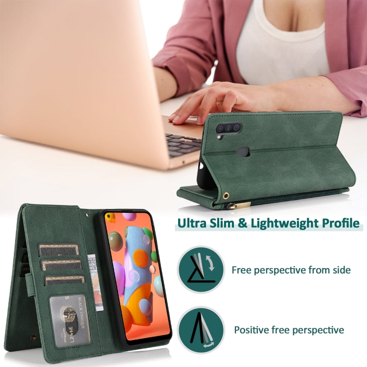 Skin-feel Crazy Horse Texture Zipper Wallet Bag Horizontal Flip Leather Case with Holder & Card Slots & Wallet & Lanyard, For Samsung Galaxy A11, For Samsung Galaxy A12, For Samsung Galaxy A20 / A30, For Samsung Galaxy A21, For Samsung Galaxy A21s     ...