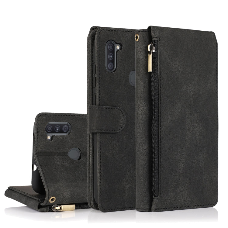 Skin-feel Crazy Horse Texture Zipper Wallet Bag Horizontal Flip Leather Case with Holder & Card Slots & Wallet & Lanyard, For Samsung Galaxy A11, For Samsung Galaxy A12, For Samsung Galaxy A20 / A30, For Samsung Galaxy A21, For Samsung Galaxy A21s     ...