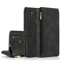 Load image into Gallery viewer, Skin-feel Crazy Horse Texture Zipper Wallet Bag Horizontal Flip Leather Case with Holder &amp; Card Slots &amp; Wallet &amp; Lanyard, For Samsung Galaxy A11, For Samsung Galaxy A12, For Samsung Galaxy A20 / A30, For Samsung Galaxy A21, For Samsung Galaxy A21s     ...