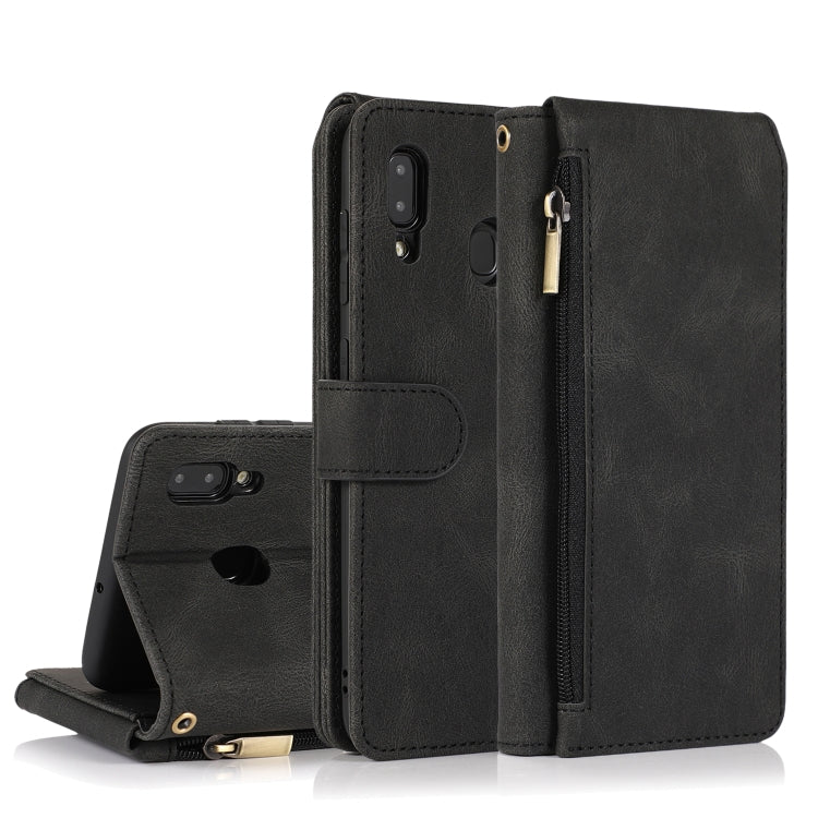 Skin-feel Crazy Horse Texture Zipper Wallet Bag Horizontal Flip Leather Case with Holder & Card Slots & Wallet & Lanyard, For Samsung Galaxy A11, For Samsung Galaxy A12, For Samsung Galaxy A20 / A30, For Samsung Galaxy A21, For Samsung Galaxy A21s     ...