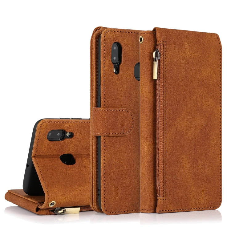 Skin-feel Crazy Horse Texture Zipper Wallet Bag Horizontal Flip Leather Case with Holder & Card Slots & Wallet & Lanyard, For Samsung Galaxy A11, For Samsung Galaxy A12, For Samsung Galaxy A20 / A30, For Samsung Galaxy A21, For Samsung Galaxy A21s     ...
