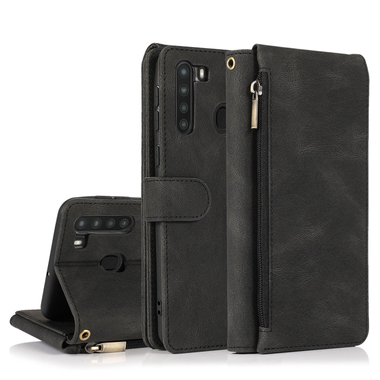 Skin-feel Crazy Horse Texture Zipper Wallet Bag Horizontal Flip Leather Case with Holder & Card Slots & Wallet & Lanyard, For Samsung Galaxy A11, For Samsung Galaxy A12, For Samsung Galaxy A20 / A30, For Samsung Galaxy A21, For Samsung Galaxy A21s     ...