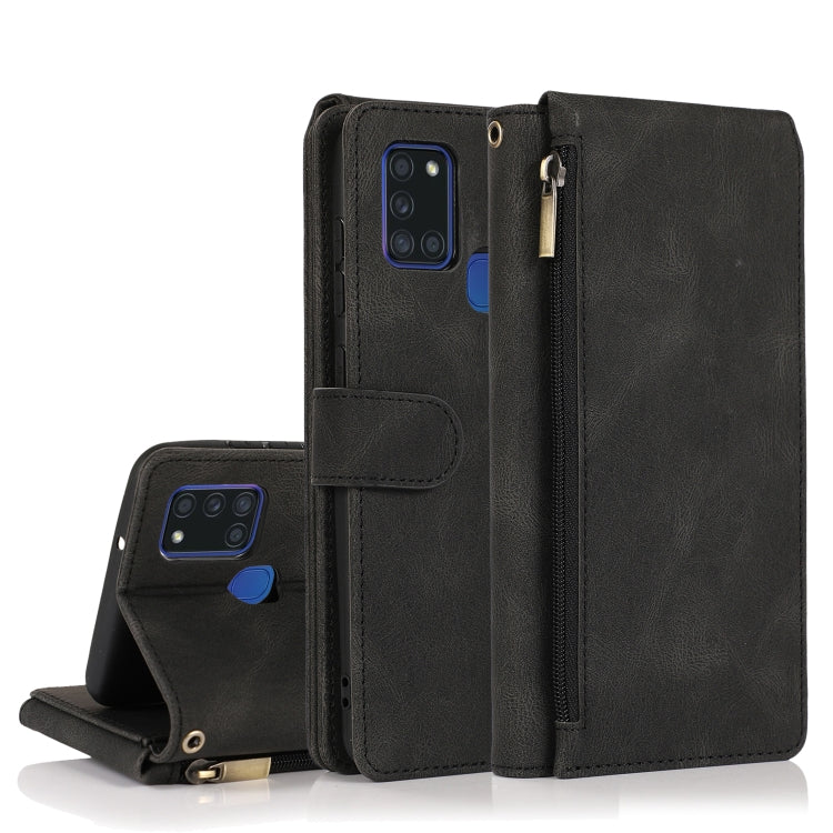 Skin-feel Crazy Horse Texture Zipper Wallet Bag Horizontal Flip Leather Case with Holder & Card Slots & Wallet & Lanyard, For Samsung Galaxy A11, For Samsung Galaxy A12, For Samsung Galaxy A20 / A30, For Samsung Galaxy A21, For Samsung Galaxy A21s     ...