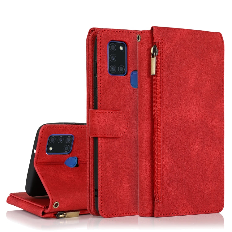 Skin-feel Crazy Horse Texture Zipper Wallet Bag Horizontal Flip Leather Case with Holder & Card Slots & Wallet & Lanyard, For Samsung Galaxy A11, For Samsung Galaxy A12, For Samsung Galaxy A20 / A30, For Samsung Galaxy A21, For Samsung Galaxy A21s     ...