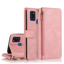 Load image into Gallery viewer, Skin-feel Crazy Horse Texture Zipper Wallet Bag Horizontal Flip Leather Case with Holder &amp; Card Slots &amp; Wallet &amp; Lanyard, For Samsung Galaxy A11, For Samsung Galaxy A12, For Samsung Galaxy A20 / A30, For Samsung Galaxy A21, For Samsung Galaxy A21s     ...