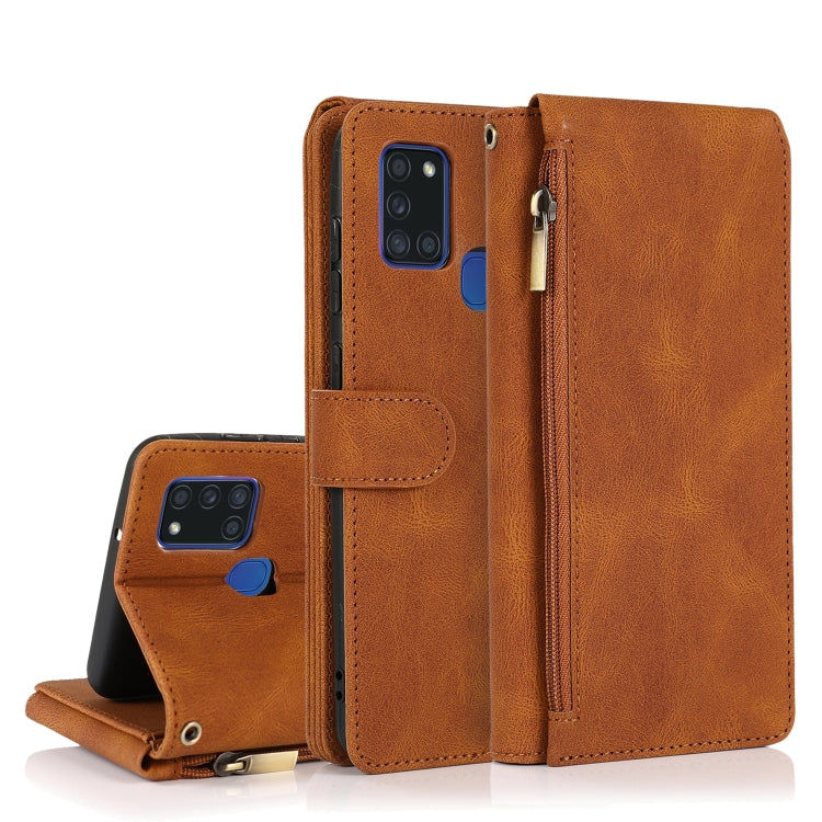 Skin-feel Crazy Horse Texture Zipper Wallet Bag Horizontal Flip Leather Case with Holder & Card Slots & Wallet & Lanyard, For Samsung Galaxy A11, For Samsung Galaxy A12, For Samsung Galaxy A20 / A30, For Samsung Galaxy A21, For Samsung Galaxy A21s     ...
