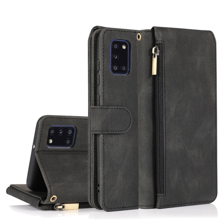 Skin-feel Crazy Horse Texture Zipper Wallet Bag Horizontal Flip Leather Case with Holder & Card Slots & Wallet & Lanyard, For Samsung Galaxy A11, For Samsung Galaxy A12, For Samsung Galaxy A20 / A30, For Samsung Galaxy A21, For Samsung Galaxy A21s     ...