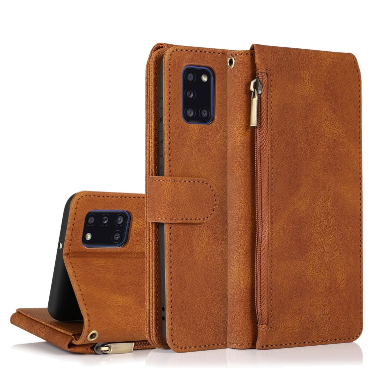 Skin-feel Crazy Horse Texture Zipper Wallet Bag Horizontal Flip Leather Case with Holder & Card Slots & Wallet & Lanyard, For Samsung Galaxy A11, For Samsung Galaxy A12, For Samsung Galaxy A20 / A30, For Samsung Galaxy A21, For Samsung Galaxy A21s     ...