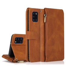 Load image into Gallery viewer, Skin-feel Crazy Horse Texture Zipper Wallet Bag Horizontal Flip Leather Case with Holder &amp; Card Slots &amp; Wallet &amp; Lanyard, For Samsung Galaxy A11, For Samsung Galaxy A12, For Samsung Galaxy A20 / A30, For Samsung Galaxy A21, For Samsung Galaxy A21s     ...