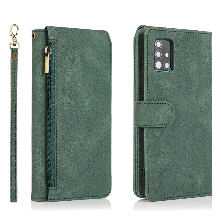 Skin-feel Crazy Horse Texture Zipper Wallet Bag Horizontal Flip Leather Case with Holder & Card Slots & Wallet & Lanyard, For Samsung Galaxy A51, For Samsung Galaxy A51 5G, For Samsung Galaxy A52 5G, For Samsung Galaxy A70, For Samsung Galaxy A71      ...