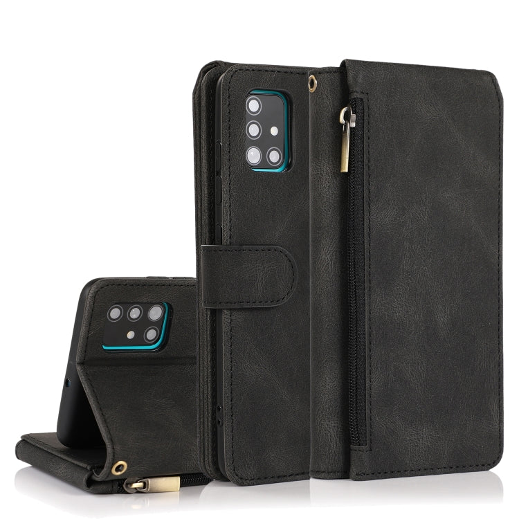 Skin-feel Crazy Horse Texture Zipper Wallet Bag Horizontal Flip Leather Case with Holder & Card Slots & Wallet & Lanyard, For Samsung Galaxy A51, For Samsung Galaxy A51 5G, For Samsung Galaxy A52 5G, For Samsung Galaxy A70, For Samsung Galaxy A71      ...