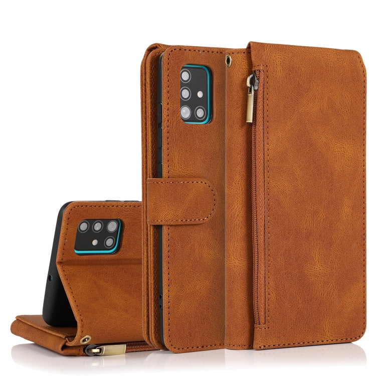 Skin-feel Crazy Horse Texture Zipper Wallet Bag Horizontal Flip Leather Case with Holder & Card Slots & Wallet & Lanyard, For Samsung Galaxy A51, For Samsung Galaxy A51 5G, For Samsung Galaxy A52 5G, For Samsung Galaxy A70, For Samsung Galaxy A71      ...