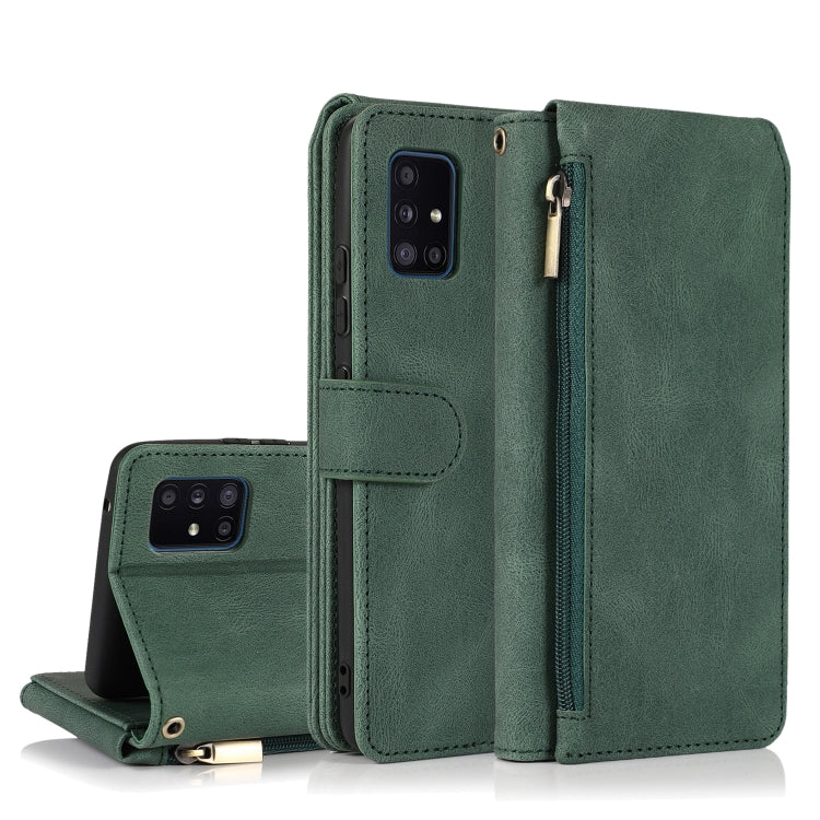 Skin-feel Crazy Horse Texture Zipper Wallet Bag Horizontal Flip Leather Case with Holder & Card Slots & Wallet & Lanyard, For Samsung Galaxy A51, For Samsung Galaxy A51 5G, For Samsung Galaxy A52 5G, For Samsung Galaxy A70, For Samsung Galaxy A71      ...