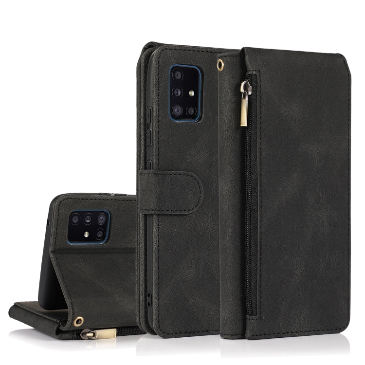 Skin-feel Crazy Horse Texture Zipper Wallet Bag Horizontal Flip Leather Case with Holder & Card Slots & Wallet & Lanyard, For Samsung Galaxy A51, For Samsung Galaxy A51 5G, For Samsung Galaxy A52 5G, For Samsung Galaxy A70, For Samsung Galaxy A71      ...