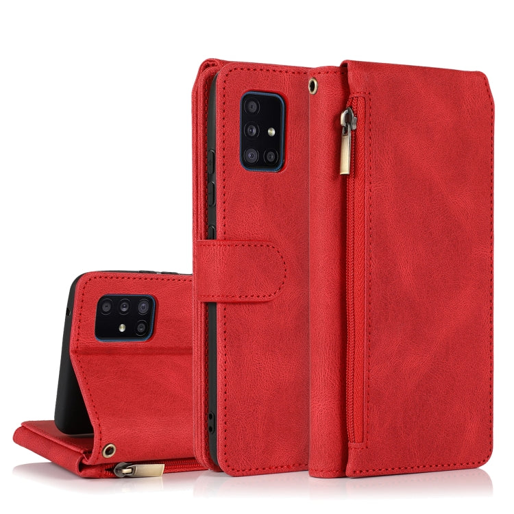 Skin-feel Crazy Horse Texture Zipper Wallet Bag Horizontal Flip Leather Case with Holder & Card Slots & Wallet & Lanyard, For Samsung Galaxy A51, For Samsung Galaxy A51 5G, For Samsung Galaxy A52 5G, For Samsung Galaxy A70, For Samsung Galaxy A71      ...
