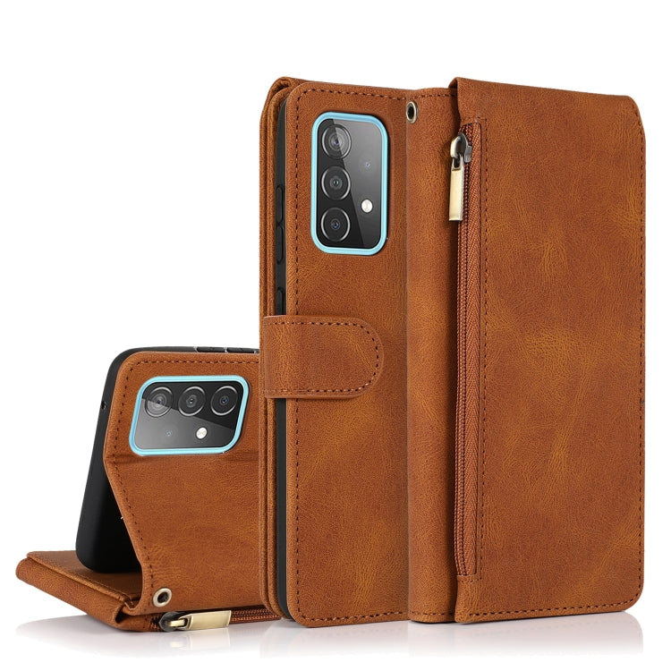 Skin-feel Crazy Horse Texture Zipper Wallet Bag Horizontal Flip Leather Case with Holder & Card Slots & Wallet & Lanyard, For Samsung Galaxy A51, For Samsung Galaxy A51 5G, For Samsung Galaxy A52 5G, For Samsung Galaxy A70, For Samsung Galaxy A71      ...