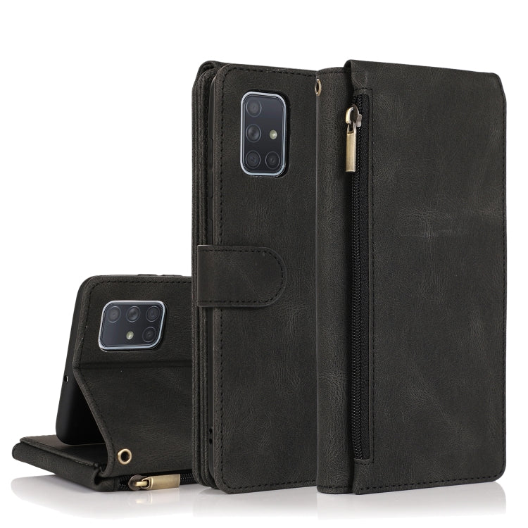 Skin-feel Crazy Horse Texture Zipper Wallet Bag Horizontal Flip Leather Case with Holder & Card Slots & Wallet & Lanyard, For Samsung Galaxy A51, For Samsung Galaxy A51 5G, For Samsung Galaxy A52 5G, For Samsung Galaxy A70, For Samsung Galaxy A71      ...