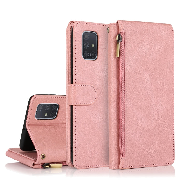Skin-feel Crazy Horse Texture Zipper Wallet Bag Horizontal Flip Leather Case with Holder & Card Slots & Wallet & Lanyard, For Samsung Galaxy A51, For Samsung Galaxy A51 5G, For Samsung Galaxy A52 5G, For Samsung Galaxy A70, For Samsung Galaxy A71      ...