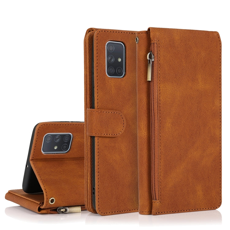 Skin-feel Crazy Horse Texture Zipper Wallet Bag Horizontal Flip Leather Case with Holder & Card Slots & Wallet & Lanyard, For Samsung Galaxy A51, For Samsung Galaxy A51 5G, For Samsung Galaxy A52 5G, For Samsung Galaxy A70, For Samsung Galaxy A71      ...