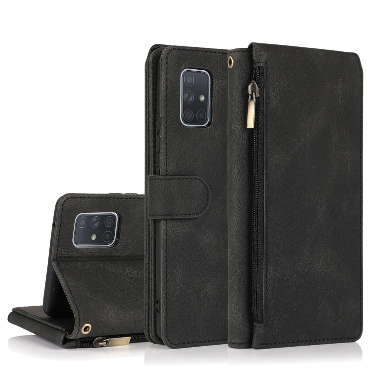 Skin-feel Crazy Horse Texture Zipper Wallet Bag Horizontal Flip Leather Case with Holder & Card Slots & Wallet & Lanyard, For Samsung Galaxy A51, For Samsung Galaxy A51 5G, For Samsung Galaxy A52 5G, For Samsung Galaxy A70, For Samsung Galaxy A71      ...