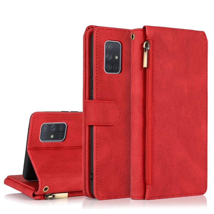 Skin-feel Crazy Horse Texture Zipper Wallet Bag Horizontal Flip Leather Case with Holder & Card Slots & Wallet & Lanyard, For Samsung Galaxy A51, For Samsung Galaxy A51 5G, For Samsung Galaxy A52 5G, For Samsung Galaxy A70, For Samsung Galaxy A71      ...