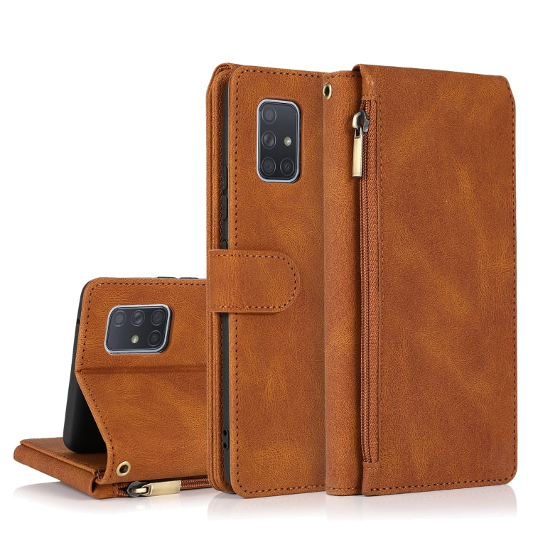 Skin-feel Crazy Horse Texture Zipper Wallet Bag Horizontal Flip Leather Case with Holder & Card Slots & Wallet & Lanyard, For Samsung Galaxy A51, For Samsung Galaxy A51 5G, For Samsung Galaxy A52 5G, For Samsung Galaxy A70, For Samsung Galaxy A71      ...