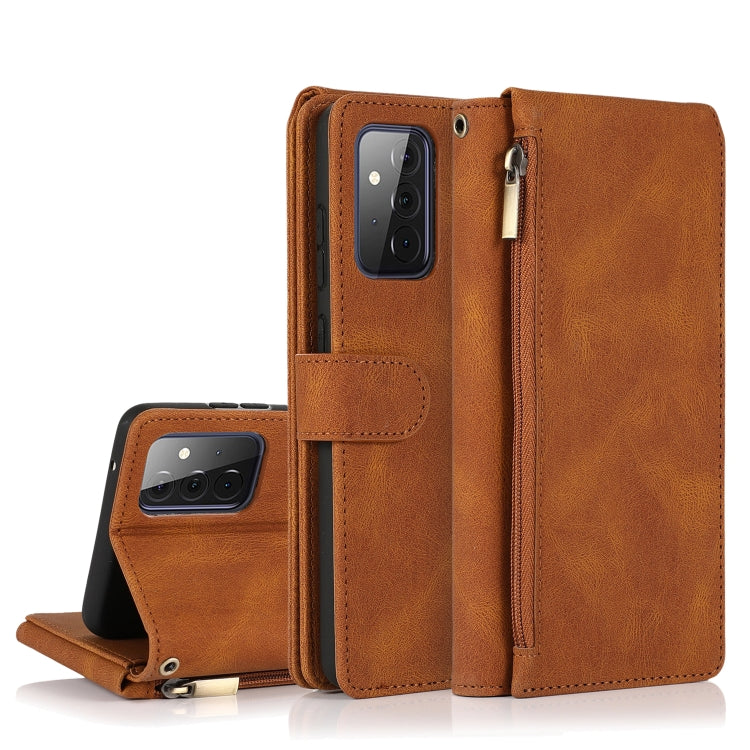 Skin-feel Crazy Horse Texture Zipper Wallet Bag Horizontal Flip Leather Case with Holder & Card Slots & Wallet & Lanyard, For Samsung Galaxy A51, For Samsung Galaxy A51 5G, For Samsung Galaxy A52 5G, For Samsung Galaxy A70, For Samsung Galaxy A71      ...